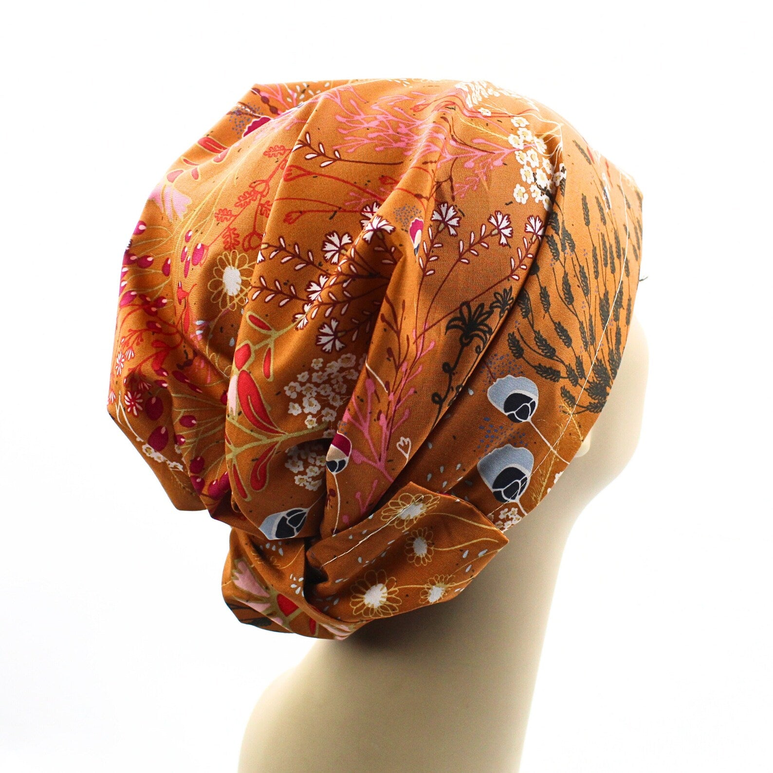 Pumpkin Spice Floral Hair Wrap