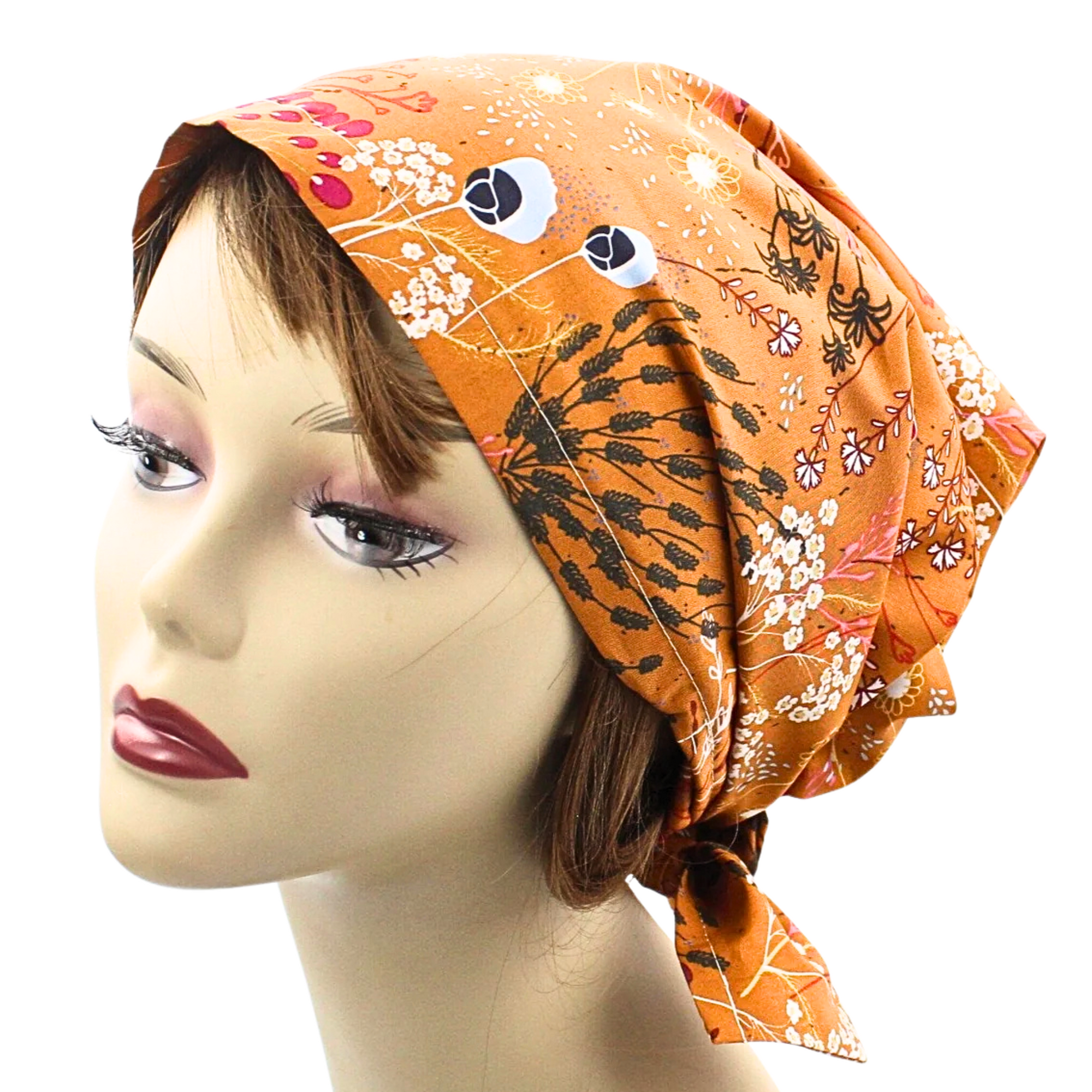 Pumpkin Spice Floral Hair Wrap