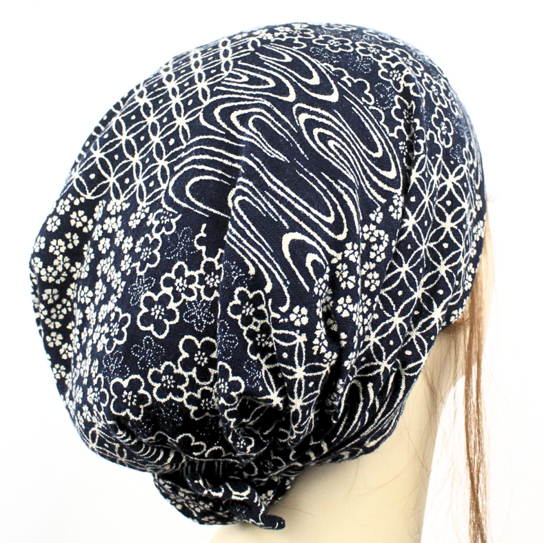 Indigo Patchwork Japanese Hair Wrap