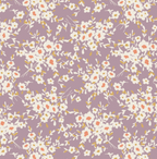 Floral pattern with small white flowers on a purple background