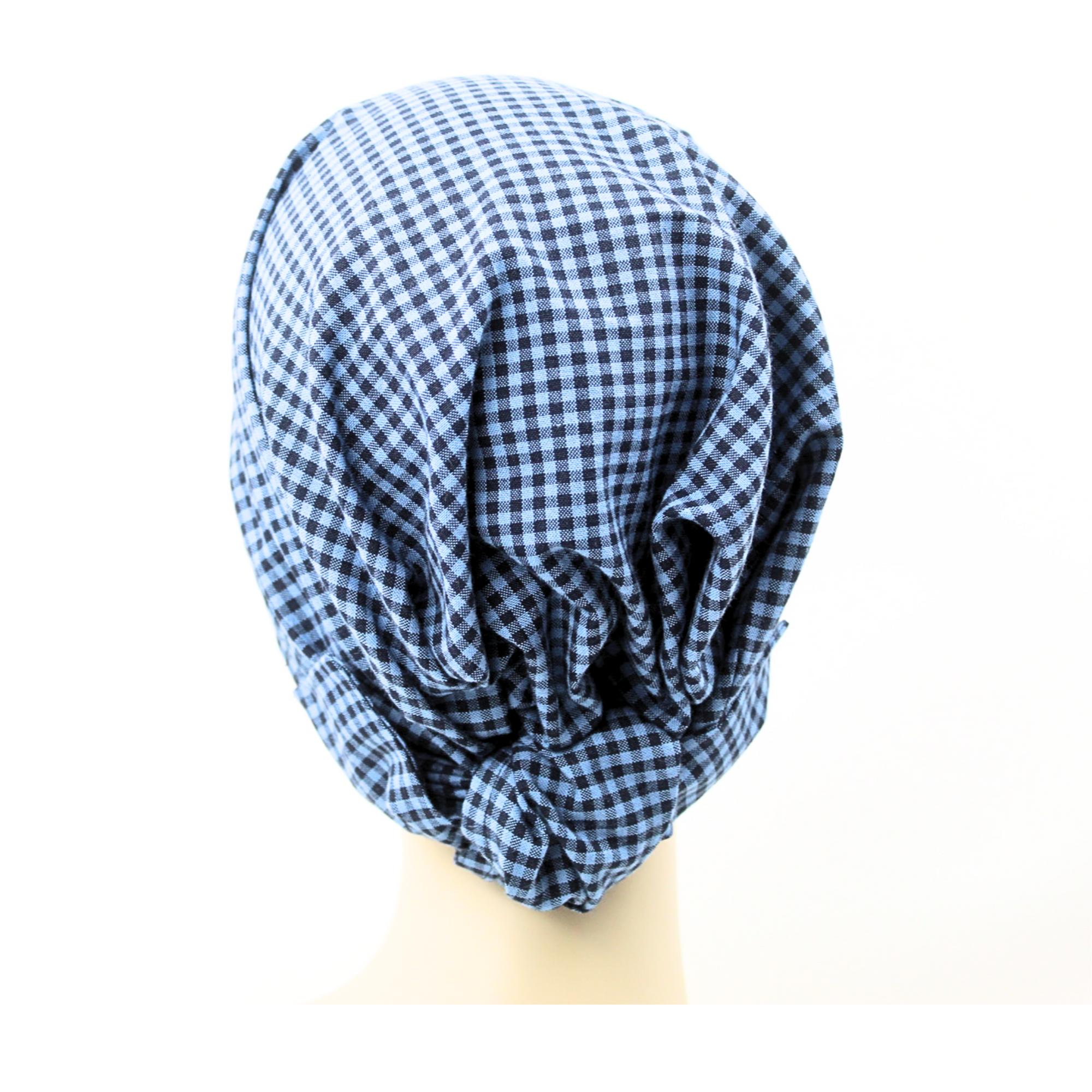Blue and Black Gingham Hair Wrap