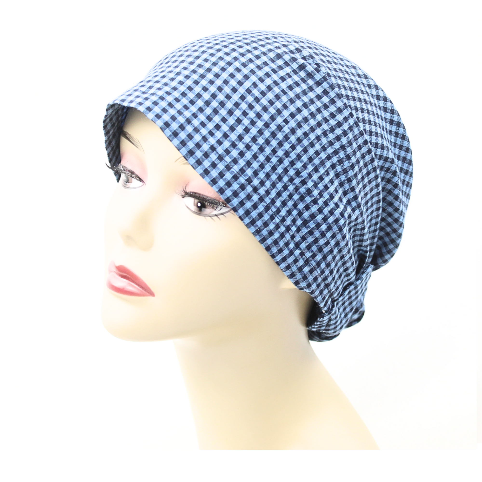 Blue and Black Gingham Hair Wrap