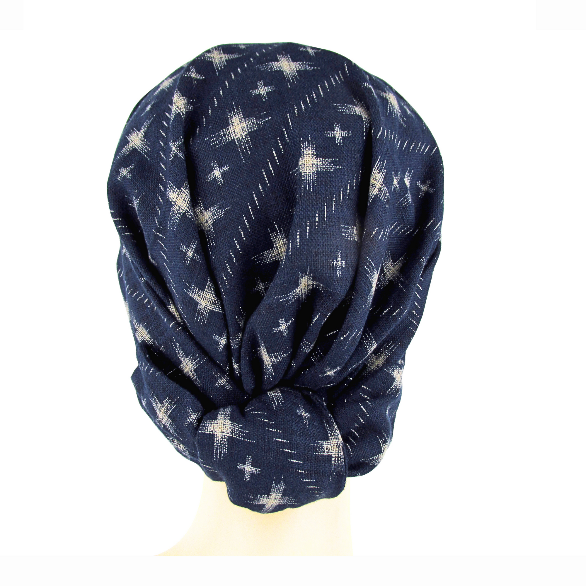 Crosshatch Indigo Japanese Head Wrap