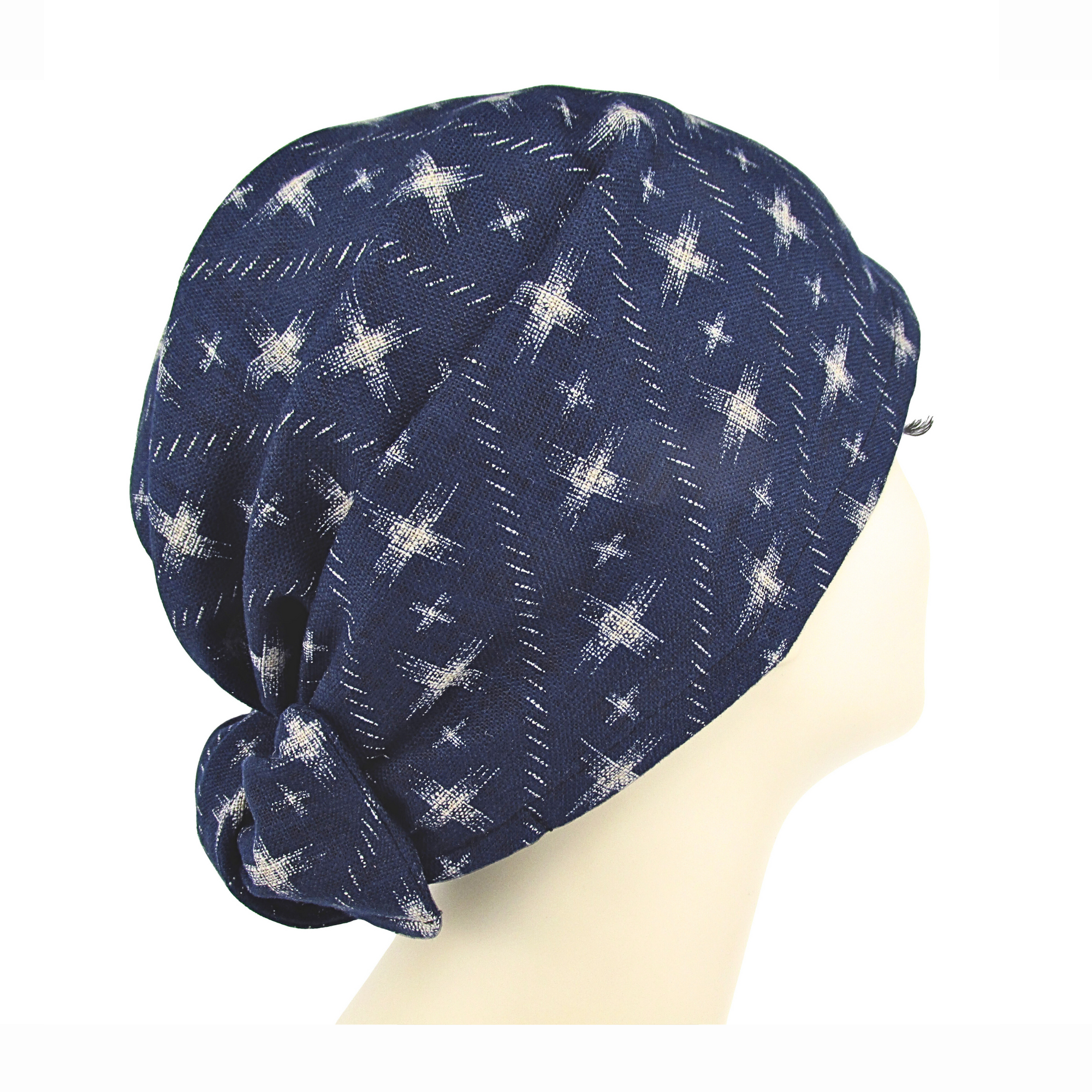 Crosshatch Indigo Japanese Head Wrap
