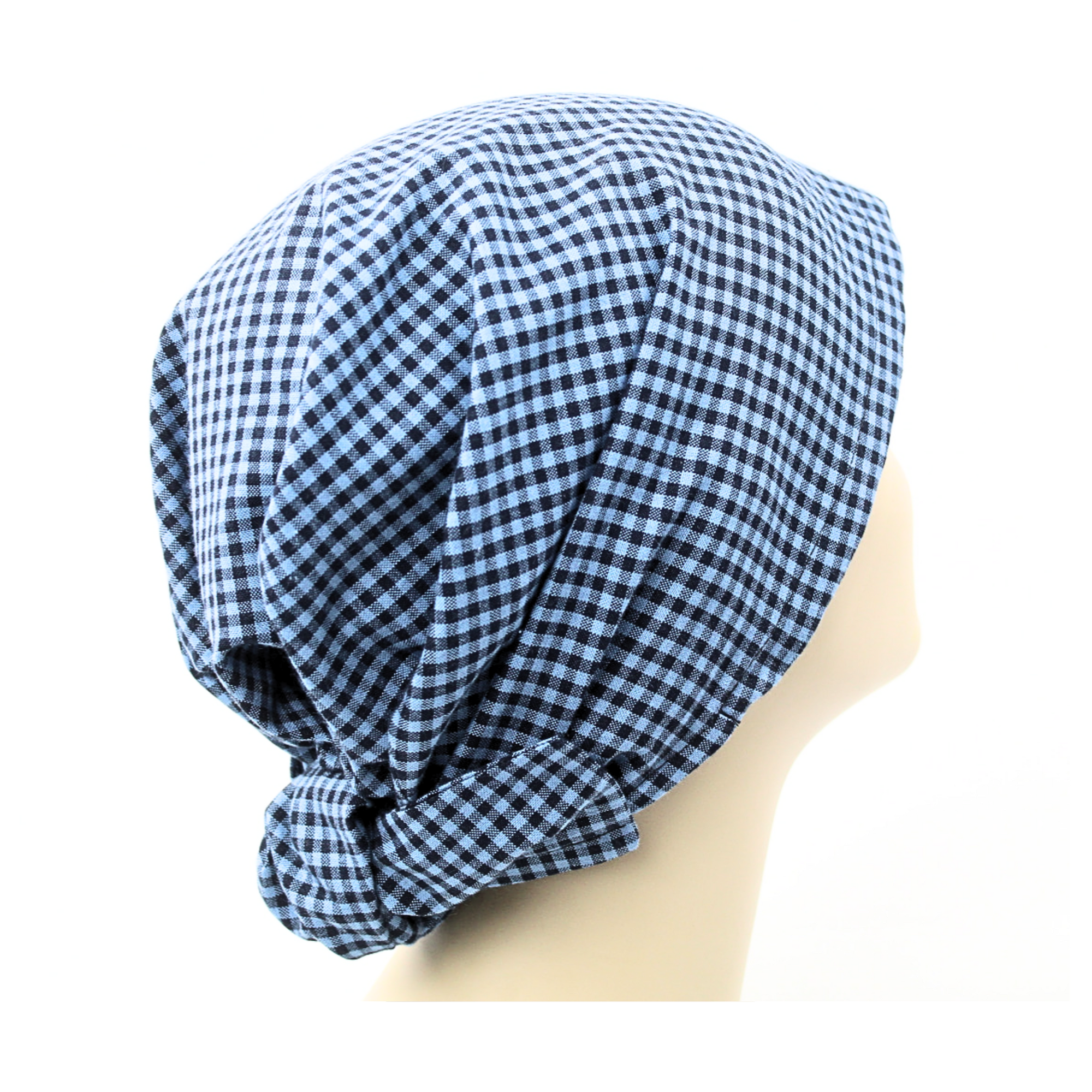 Blue and Black Gingham Hair Wrap