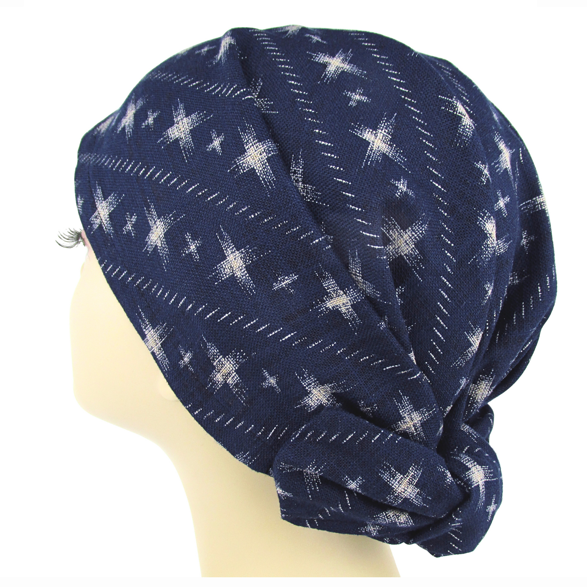 Crosshatch Indigo Japanese Head Wrap