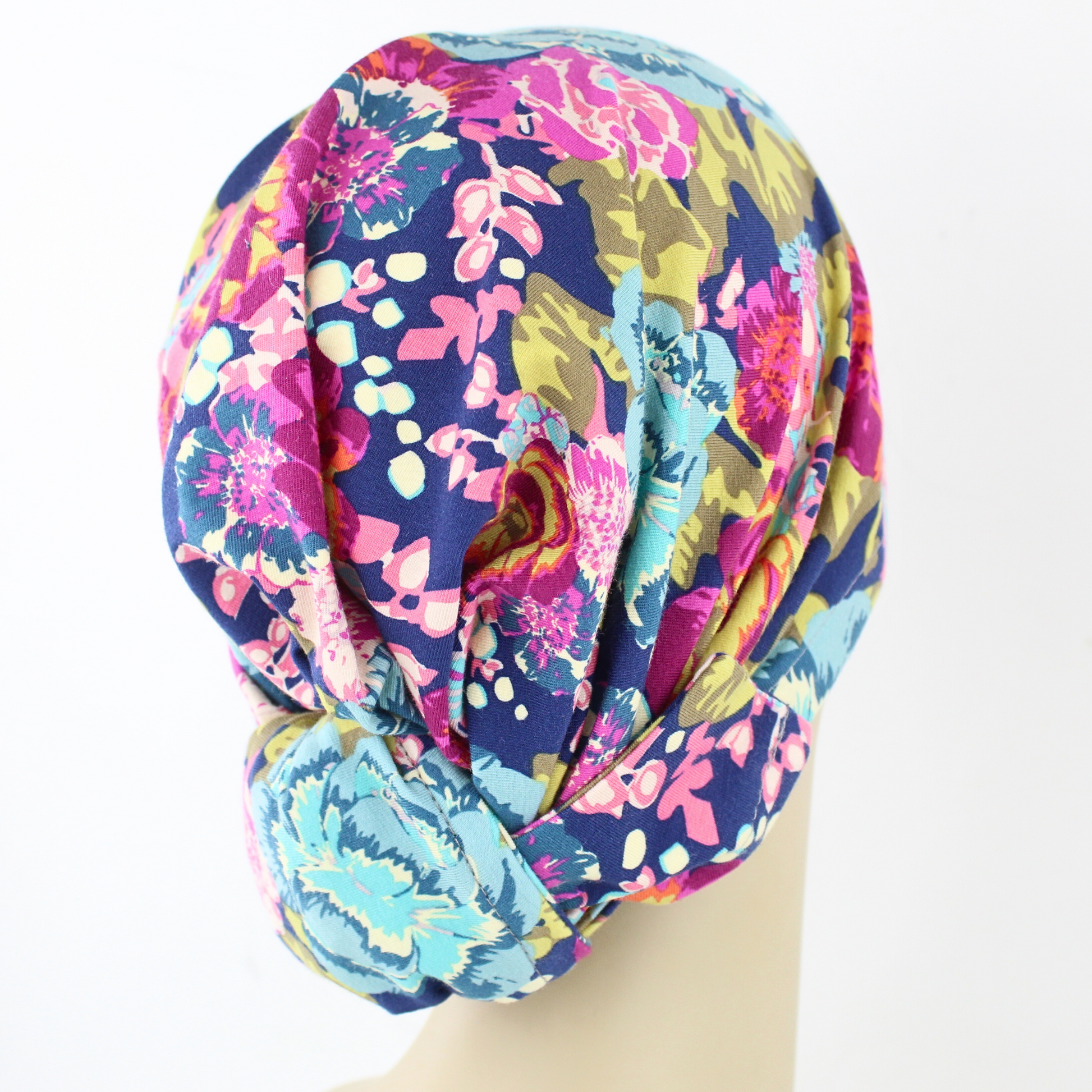 Colorful floral-patterned headscarf