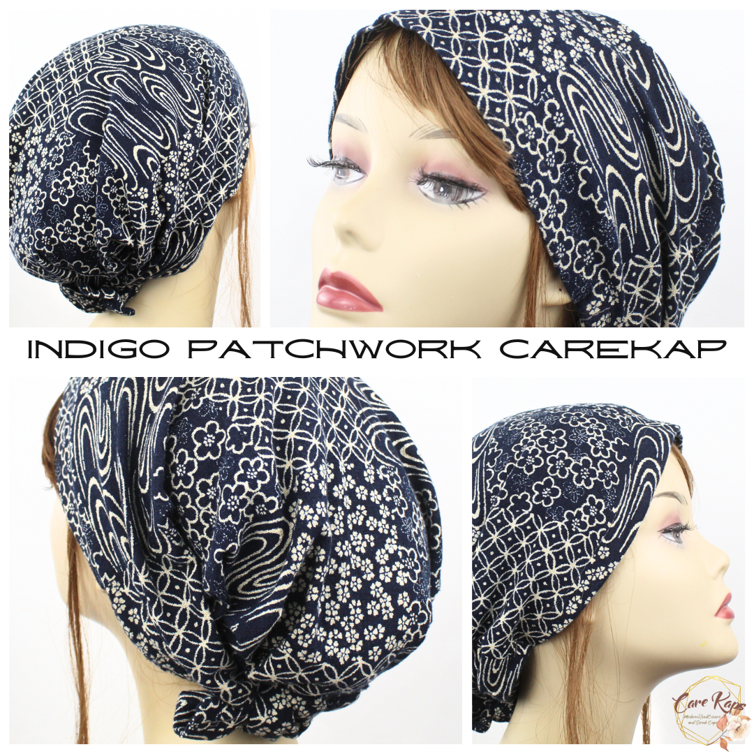 Indigo Patchwork Japanese Hair Wrap