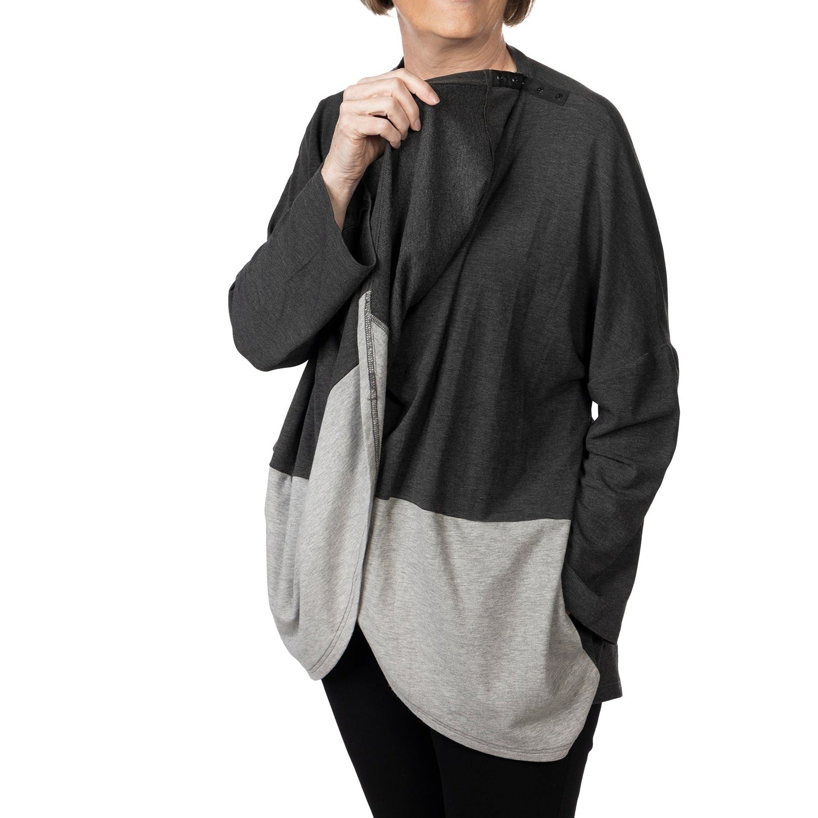 Colorblock Wrap Shirt with Drain Pockets