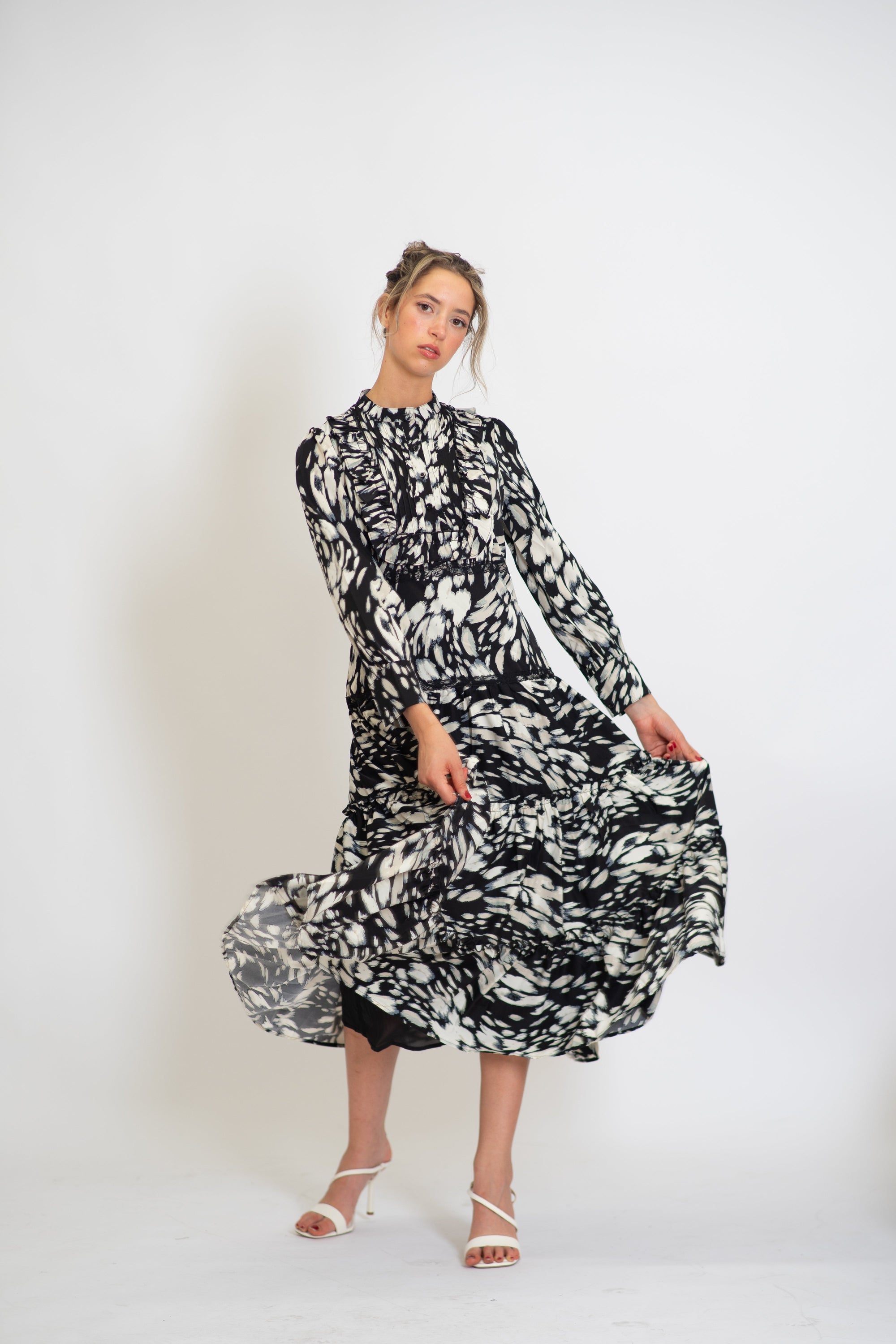 Black Orchid Tiered Skirt Midi Dress