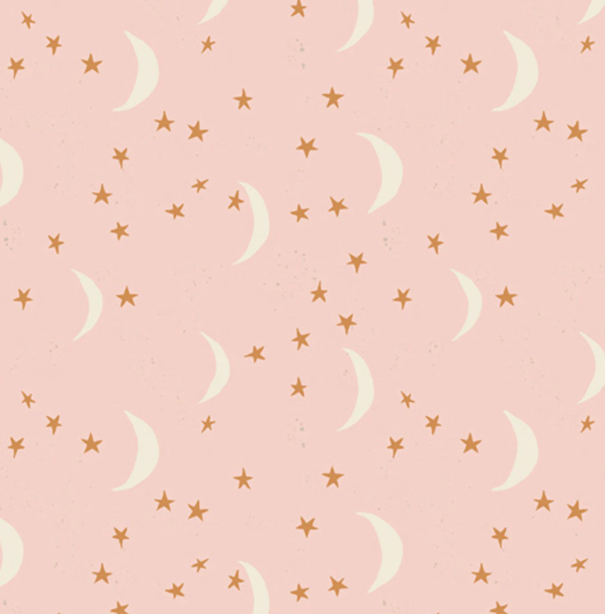 Pattern of moons and stars on a pink background