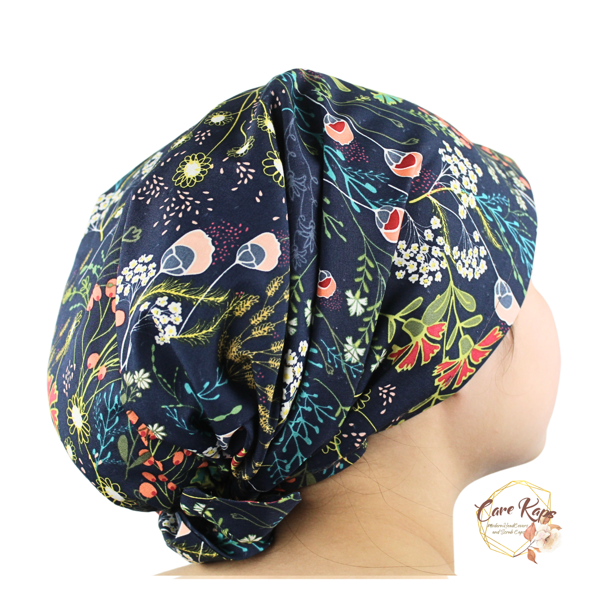 Blue Floral Headwear Scarf