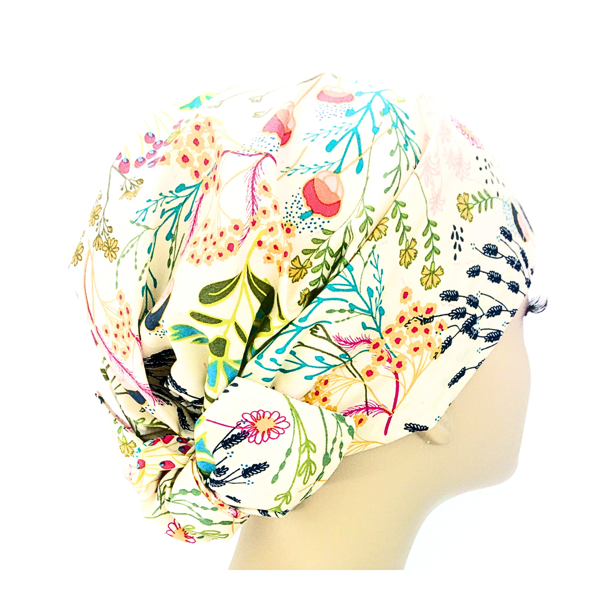 Cream Floral Hair Wrap