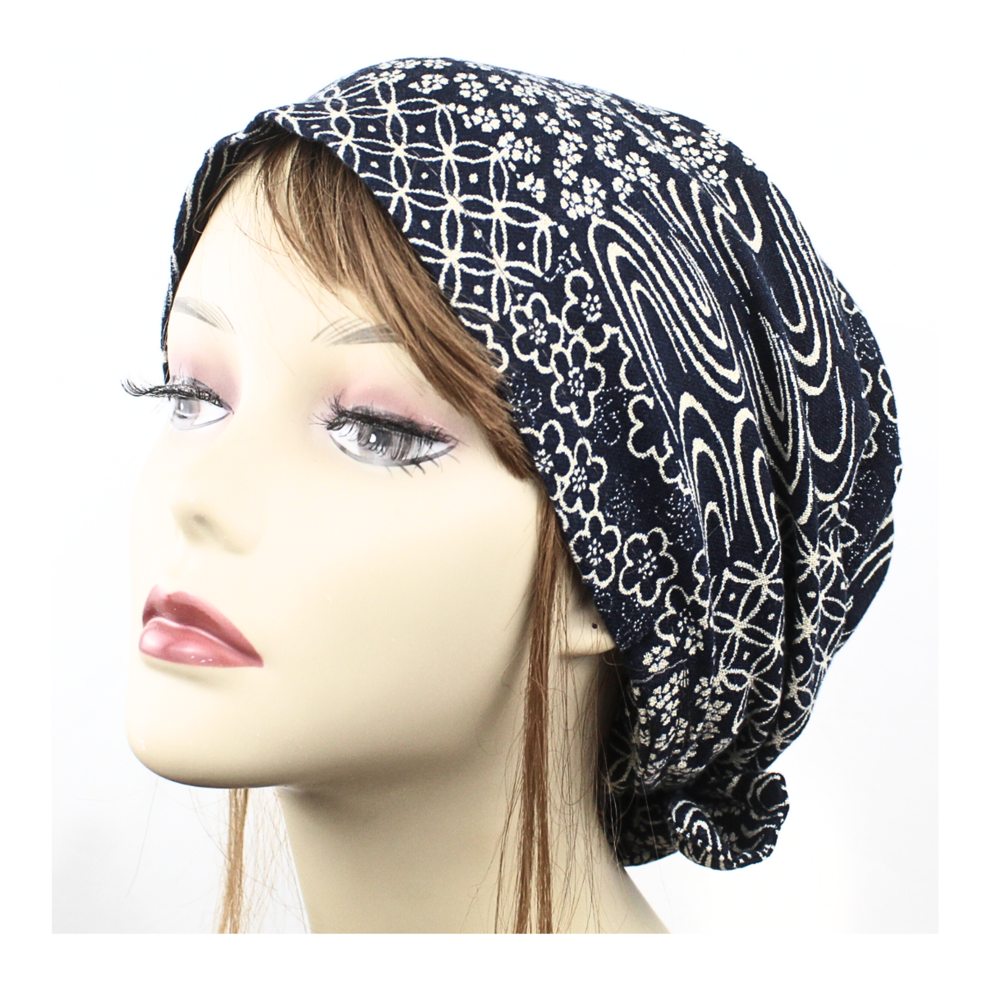 Indigo Patchwork Japanese Hair Wrap