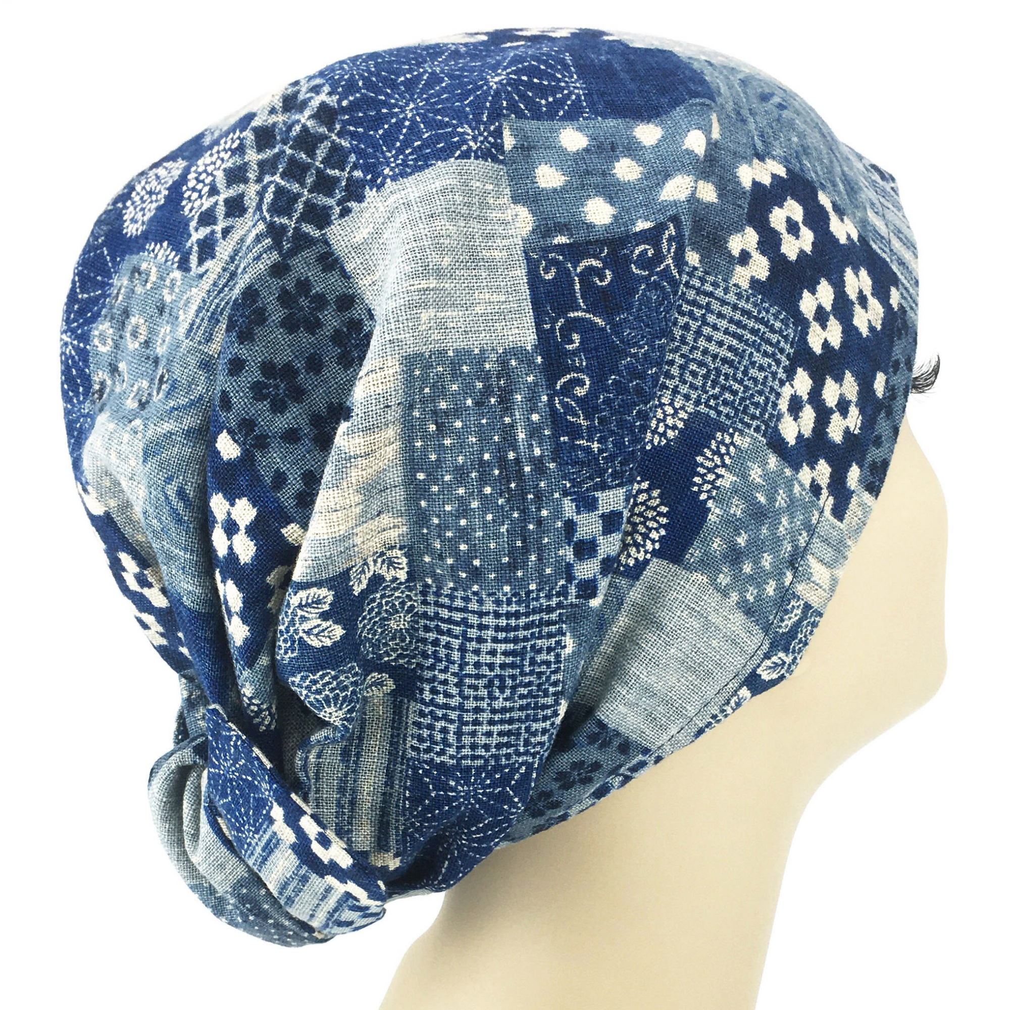 Blue Boro Patchwork Japanese Textile Hair Wrap