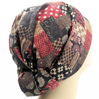 Burgundy Boro Patchwork Japanese Hair Wrap