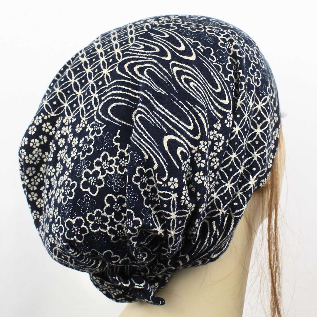 Indigo Patchwork Japanese Hair Wrap