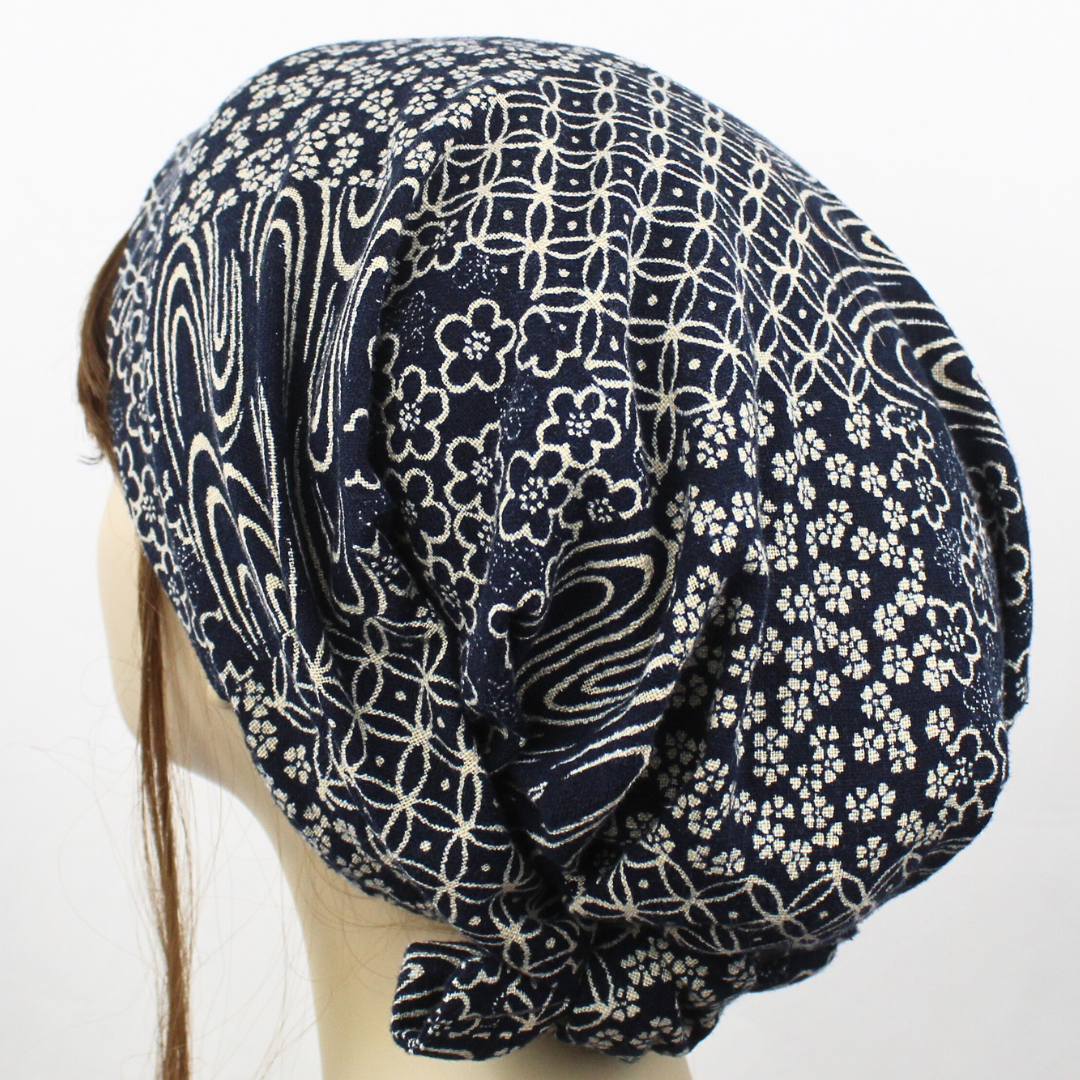 Indigo Patchwork Japanese Hair Wrap