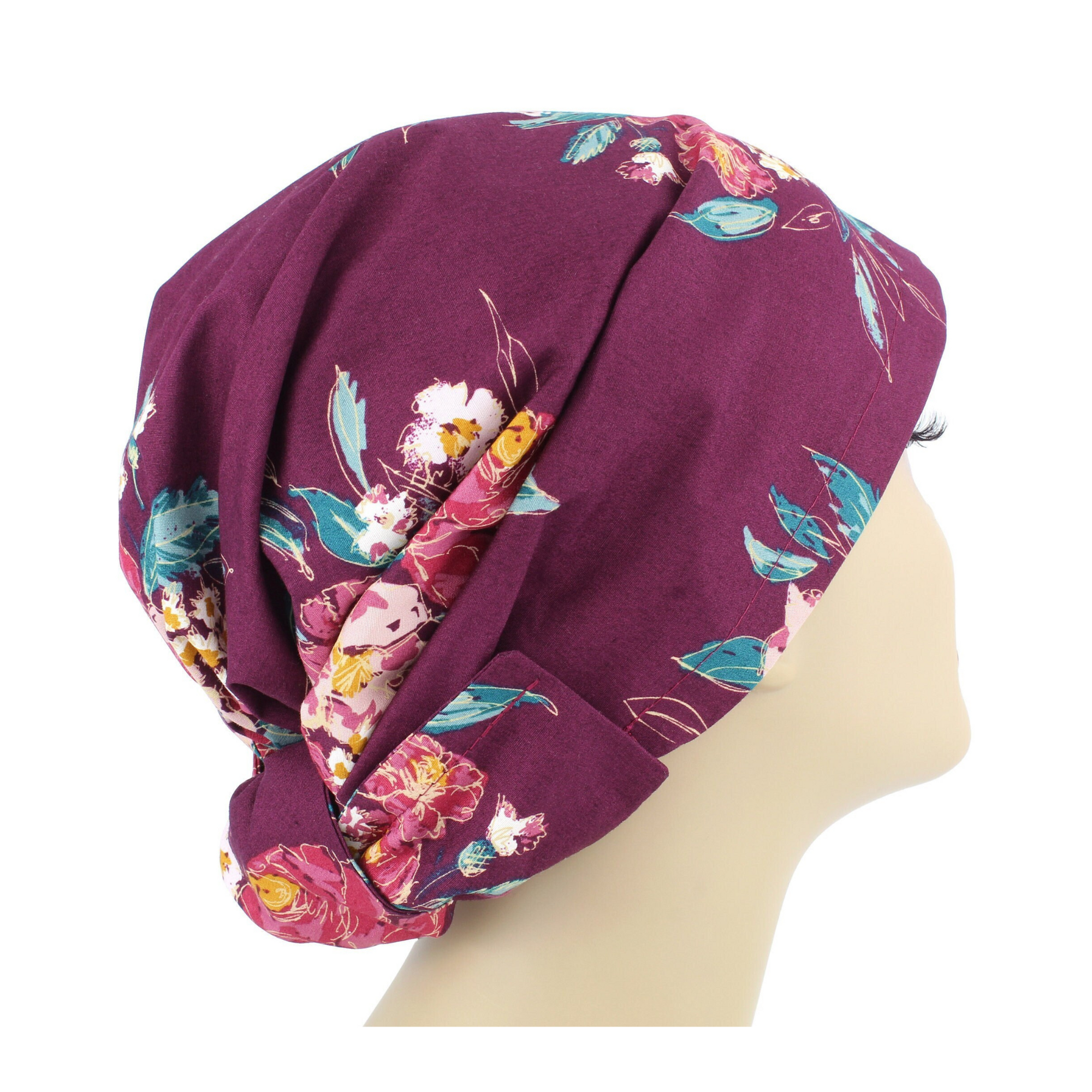 Burgundy Floral Hair Wrap