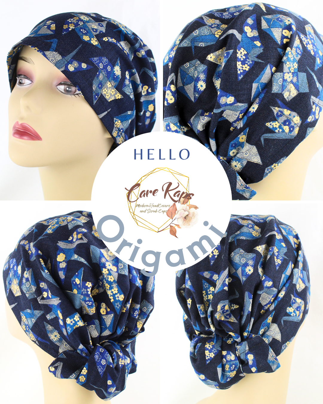 Dark Blue Origami Hair Wrap