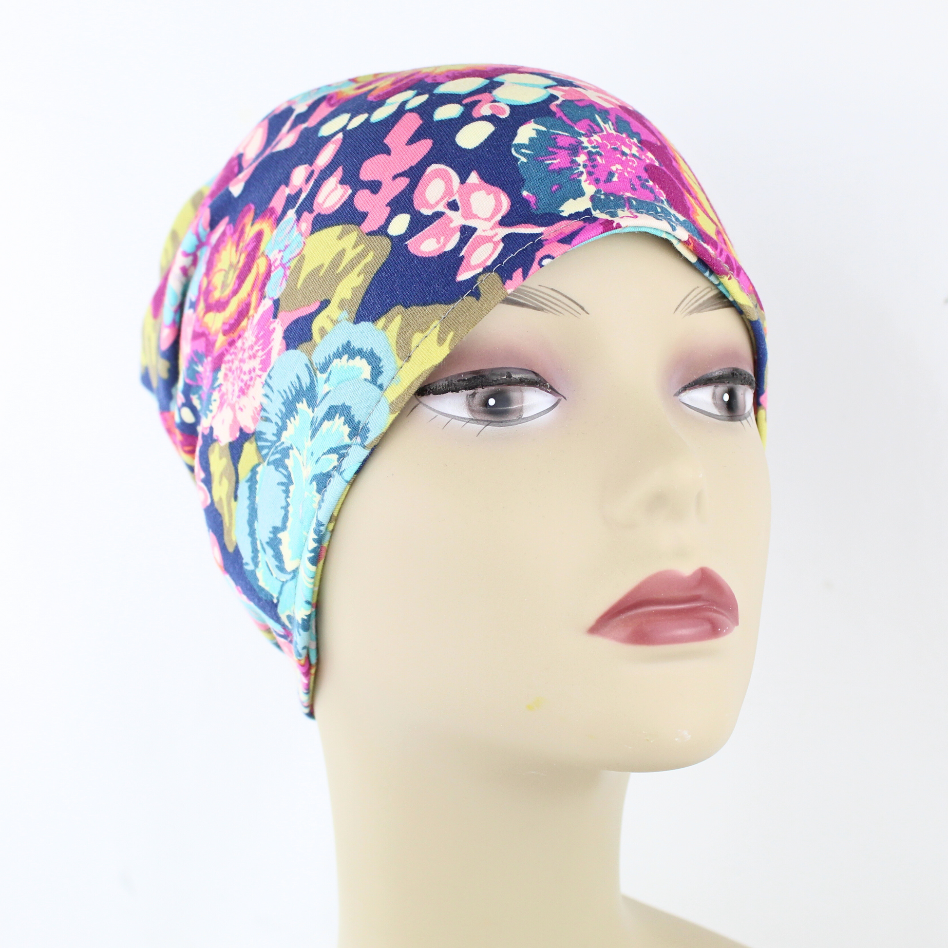 Colorful floral-patterned headscarf