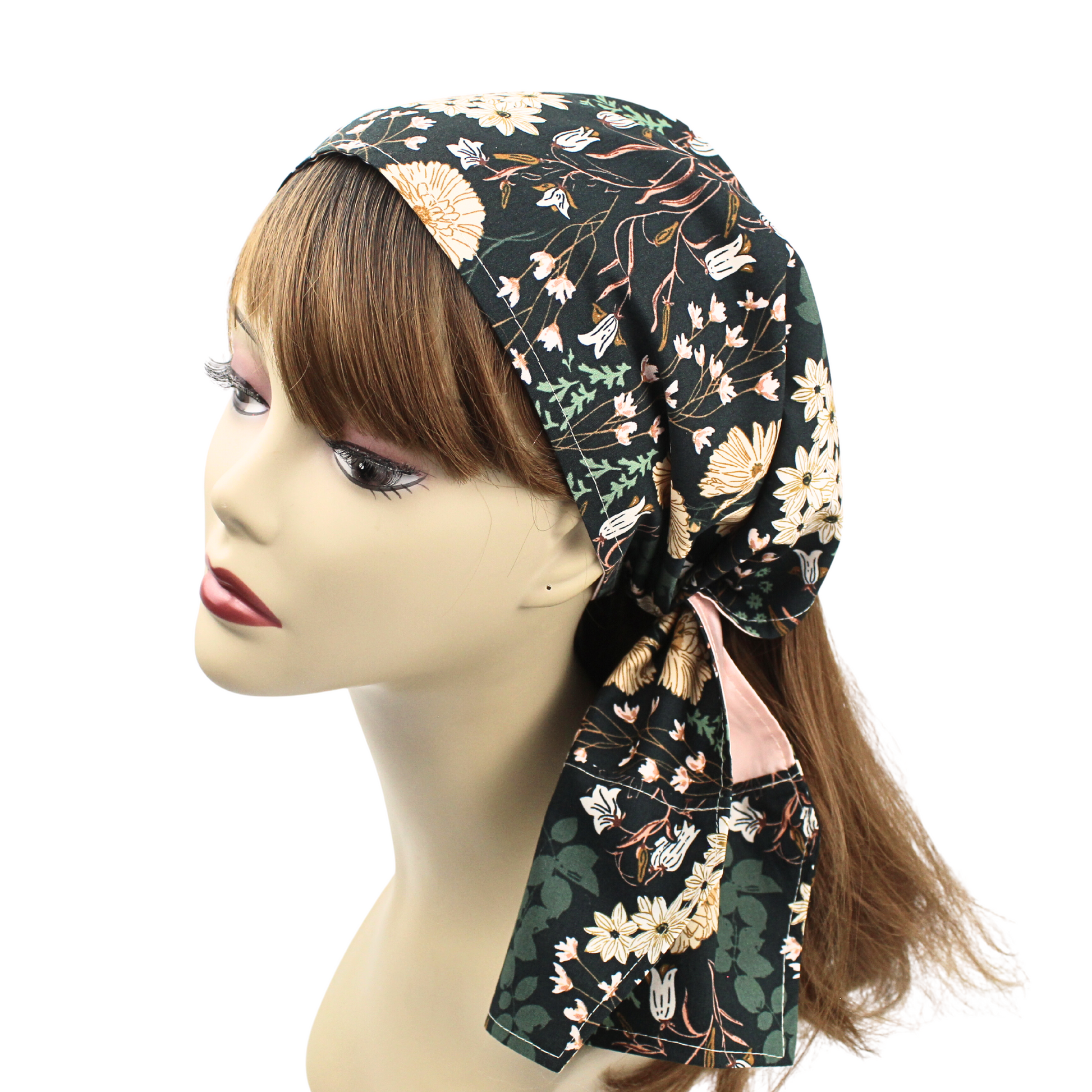 green satin lined hair wrap
