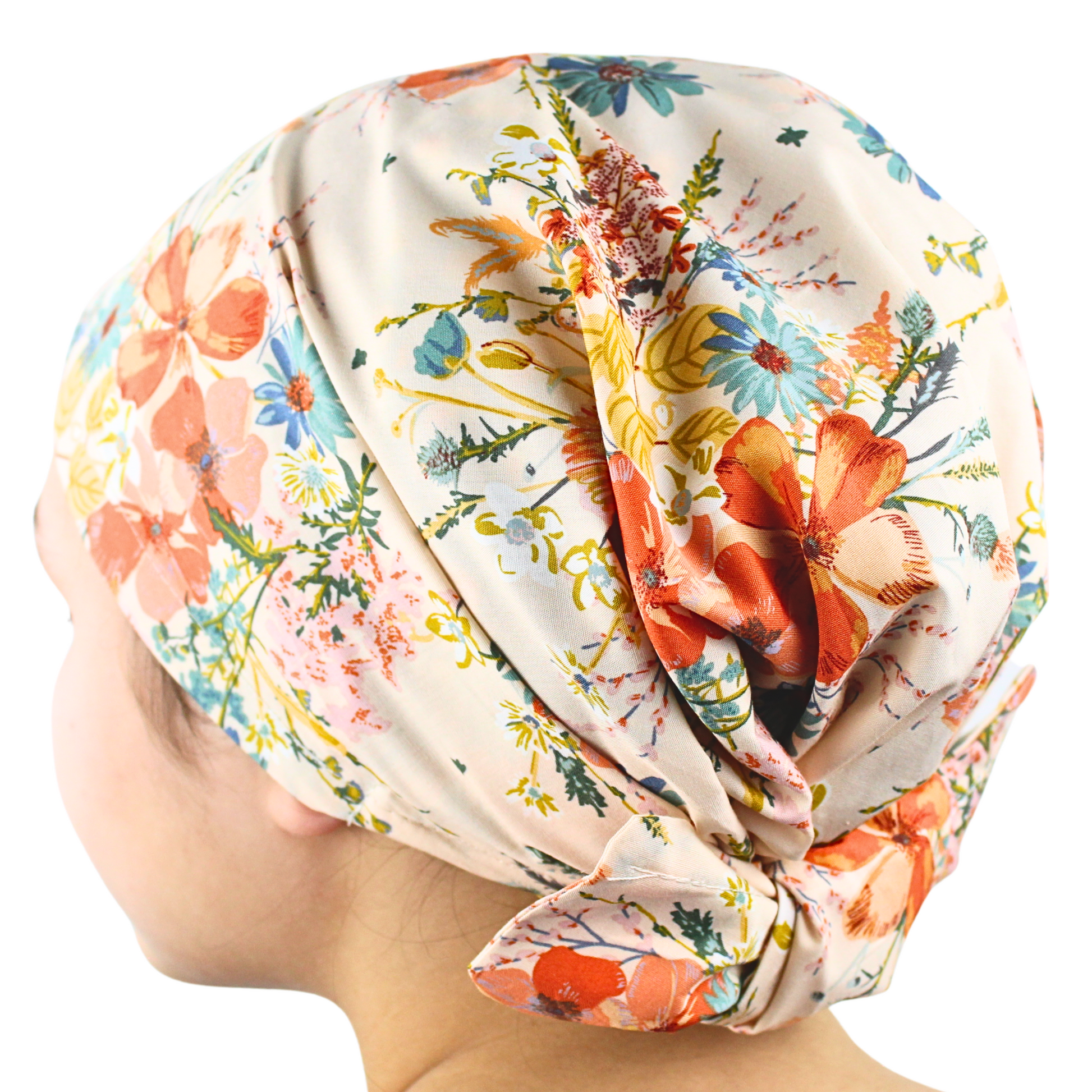Floral patterned headscarf on a white background