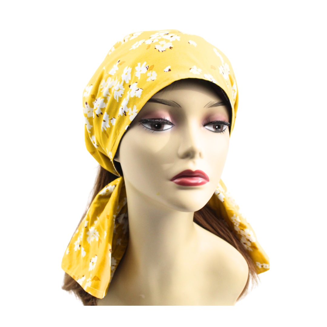 Yellow headscarf cotton tichel